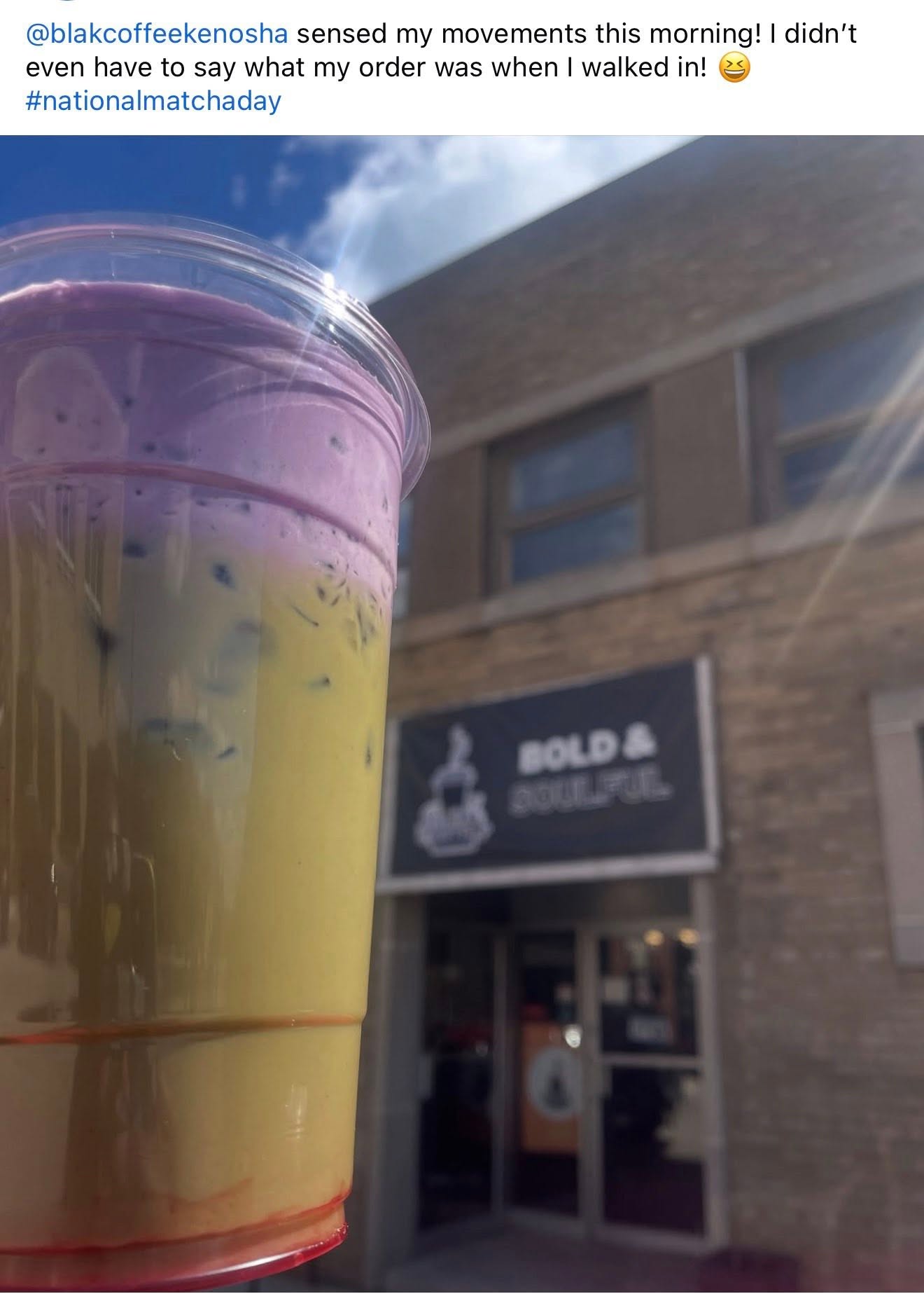A lavender drink from BLAK Coffee Kenosha